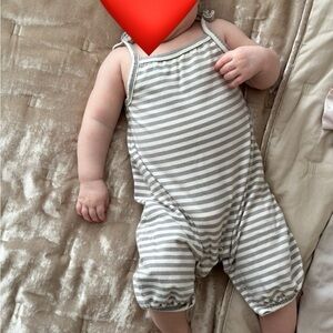 EUC 0-3 Month Quincy Mae Striped Romper